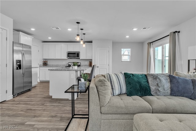 living room featuring light hardwood / wood-style flooring