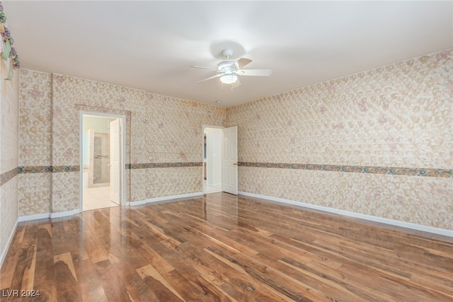 unfurnished room featuring wood-type flooring and ceiling fan