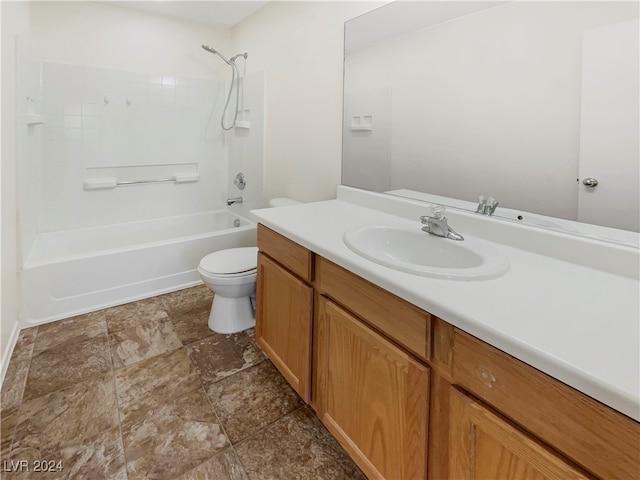 full bathroom featuring vanity, toilet, and shower / bath combination