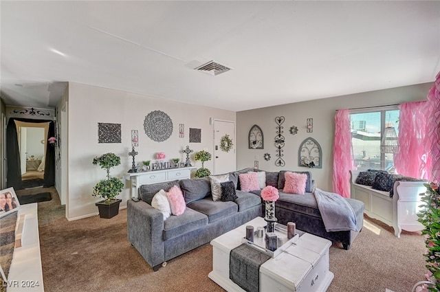 living room featuring carpet floors