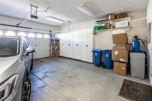 garage with a garage door opener