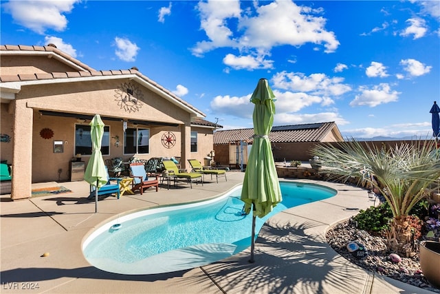 view of pool featuring a patio area