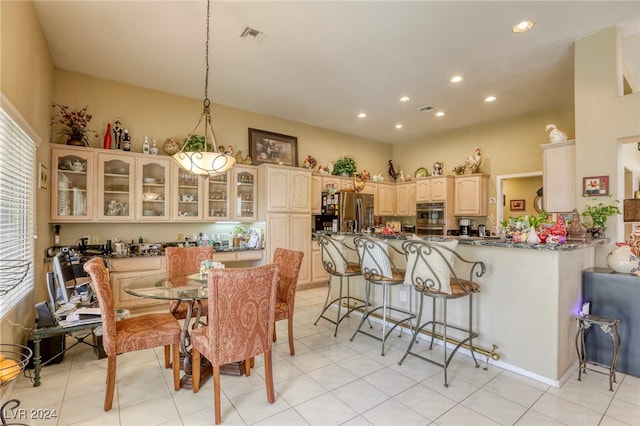 view of tiled dining space