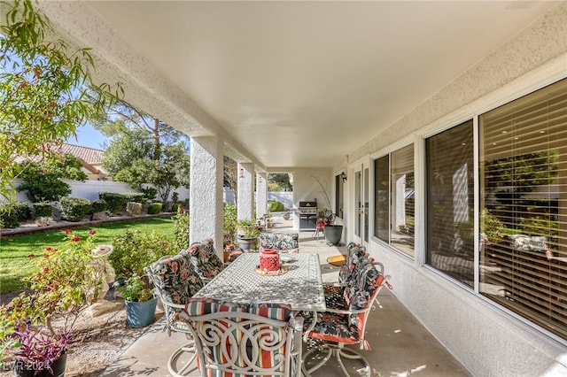 view of patio with area for grilling