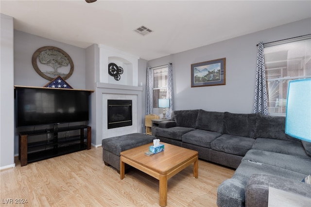 living room featuring light hardwood / wood-style flooring