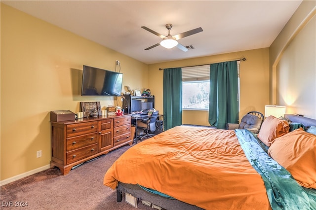 bedroom with carpet and ceiling fan