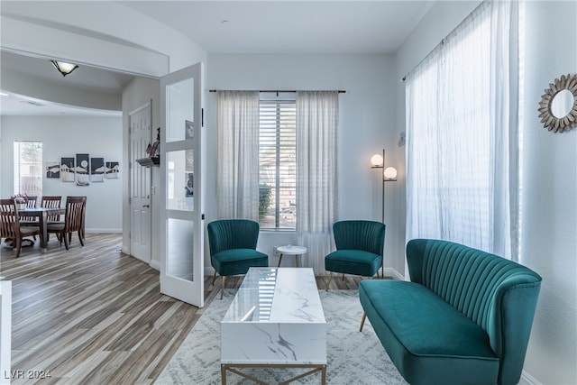 sitting room featuring hardwood / wood-style floors