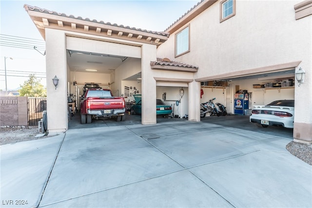 exterior space featuring a garage