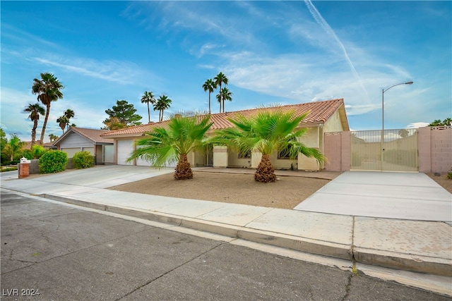 view of front of property with a garage