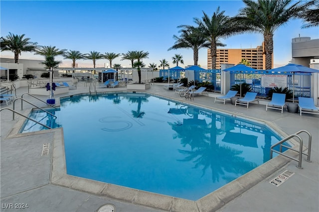 view of swimming pool featuring a patio