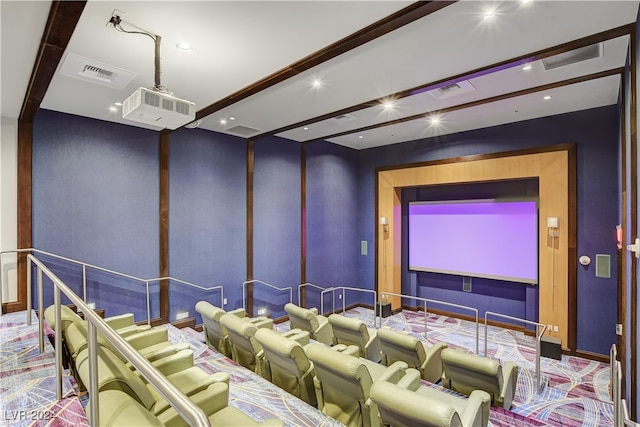 home theater room featuring carpet floors