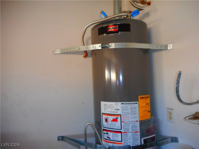 utility room with secured water heater