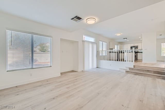 interior space with light hardwood / wood-style floors and a wealth of natural light