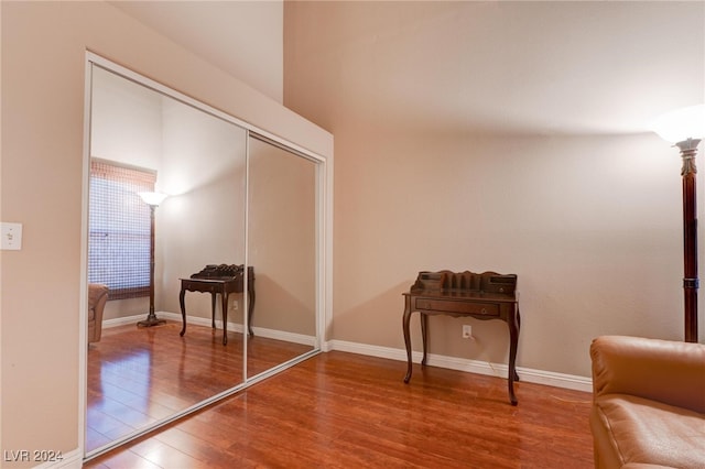 interior space with hardwood / wood-style flooring