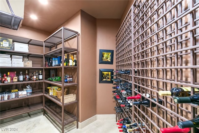 wine room with concrete floors