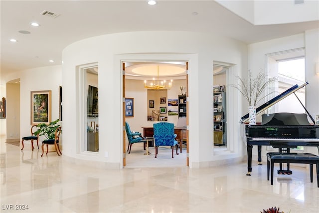 interior space with a notable chandelier