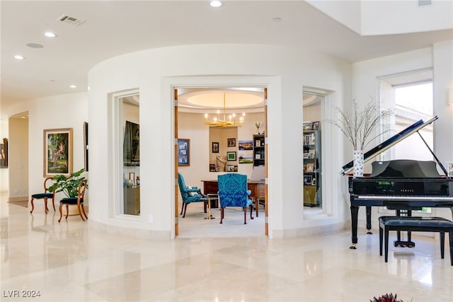 31 Eagles Landing Ln, Las Vegas, NV 89141 - sitting room with a chandelier, recessed lighting, and arched walkways
