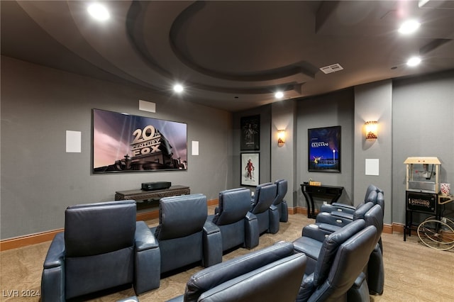 31 Eagles Landing Ln, Las Vegas, NV 89141 - home theater room with light carpet and recessed lighting