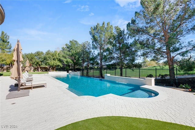 view of swimming pool with a patio