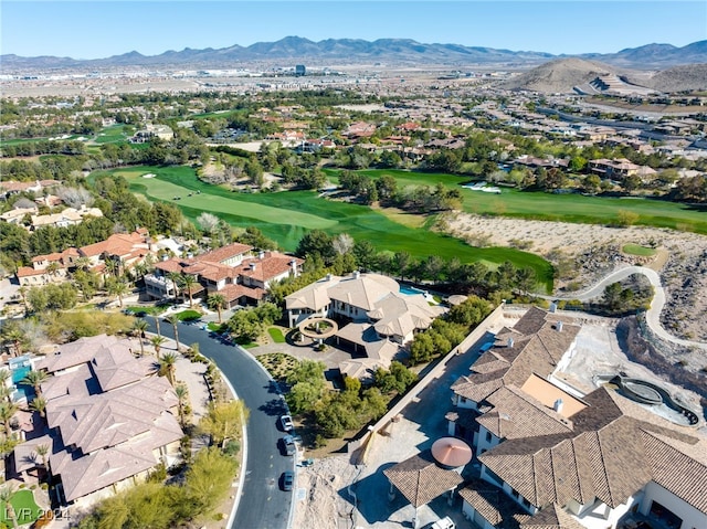 drone / aerial view featuring a mountain view