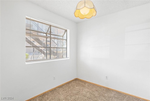 carpeted spare room featuring plenty of natural light, a textured ceiling, and baseboards