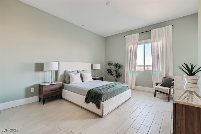 bedroom featuring light hardwood / wood-style flooring