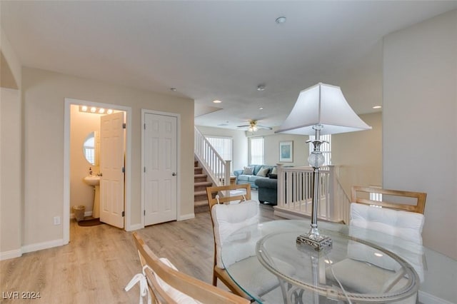 dining room featuring light hardwood / wood-style flooring