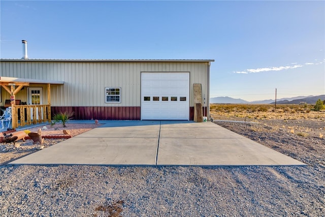 garage with a mountain view