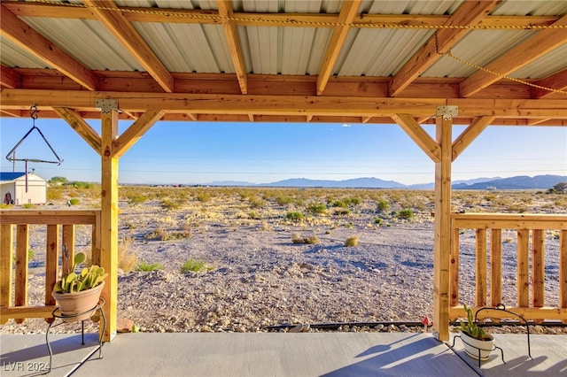 exterior space featuring a mountain view