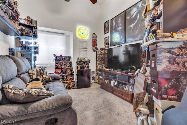 living room featuring carpet