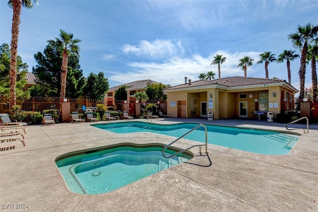 view of pool featuring a patio