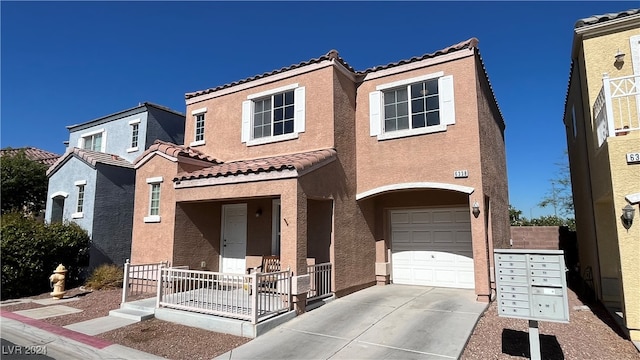 view of front of property with a garage