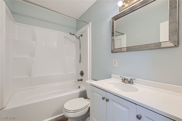 full bathroom with vanity, toilet, and shower / bathtub combination