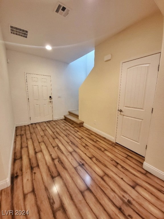 interior space with light hardwood / wood-style flooring