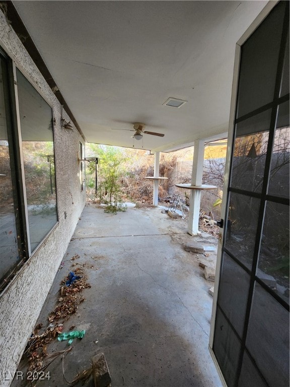 view of patio with ceiling fan