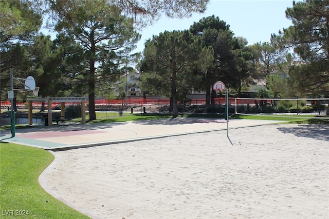 view of property's community featuring basketball court and volleyball court