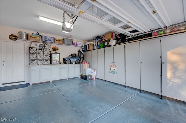 garage with a garage door opener