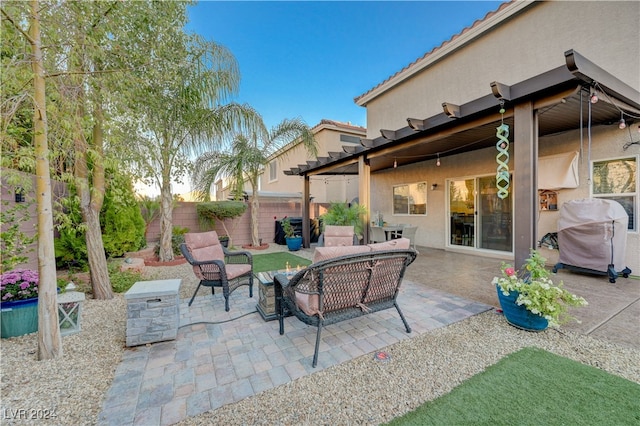 view of patio / terrace featuring area for grilling and an outdoor hangout area