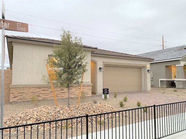 view of front of house with a garage