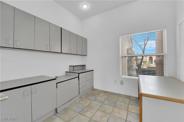 kitchen featuring gray cabinetry