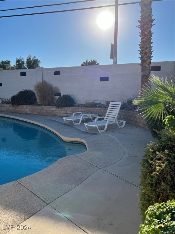 view of swimming pool with a patio