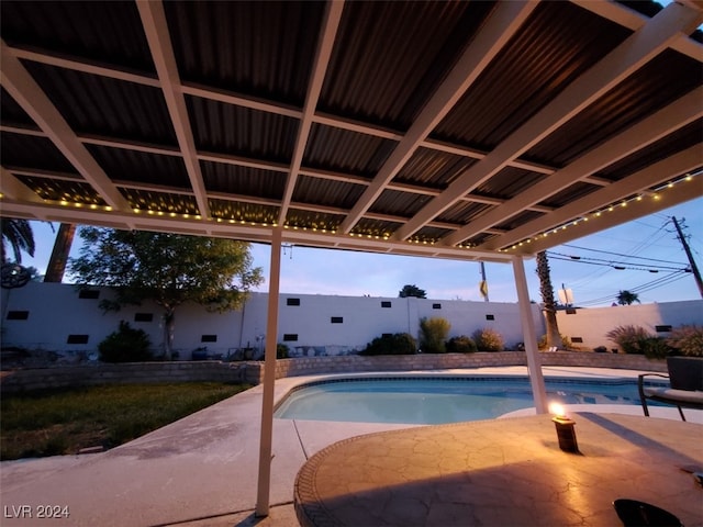 view of pool with a fenced in pool and a patio