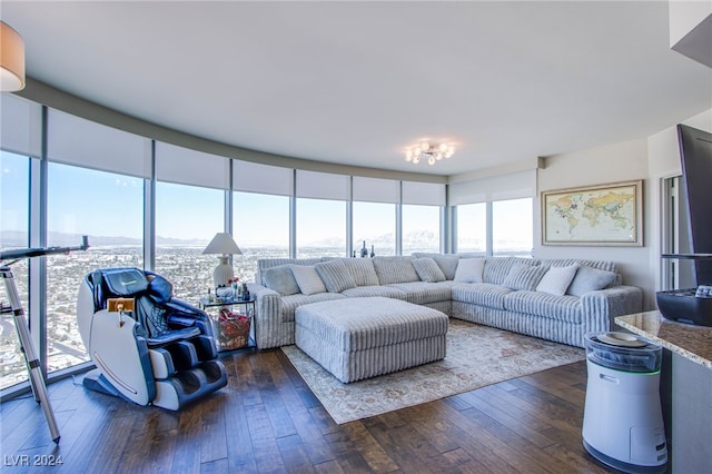 living room featuring dark hardwood / wood-style floors