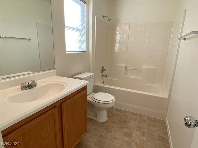 full bathroom with vanity, toilet, and shower / tub combination