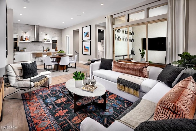 living room featuring light hardwood / wood-style floors