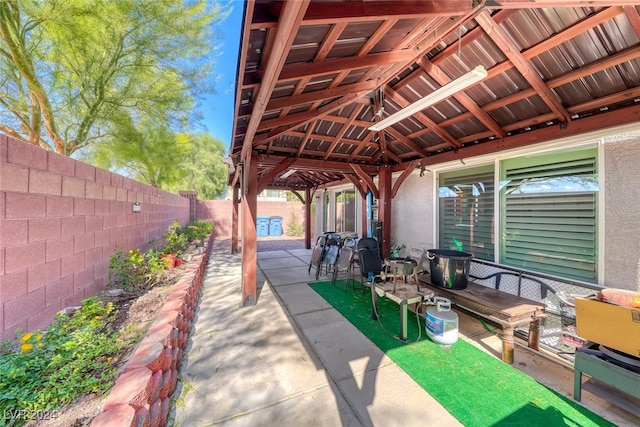 view of patio / terrace with a gazebo