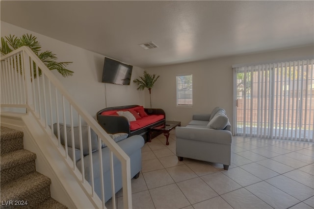 view of tiled living room