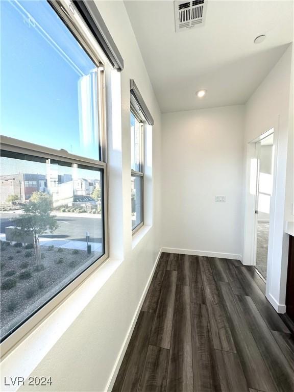 9847 Kings Glen St, Las Vegas, NV 89141 - hall with wood finished floors, baseboards, and recessed lighting