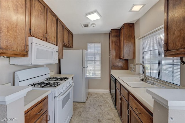 kitchen with white appliances and sink