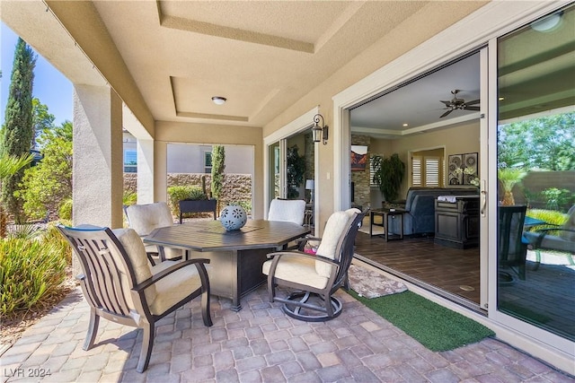 view of patio / terrace with ceiling fan